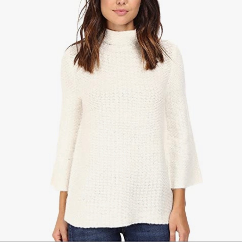 BB Dakota Boucle Mock Neck White Sweater